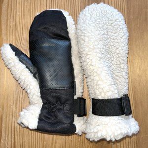 NOIZE Sherpa Mittens, Insulated, White/Black, Size Small/Medium (P/M)